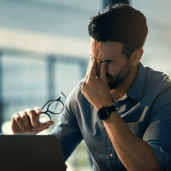 Stressed worker reading a termination message, illustrating Tennessee laws on firing employees after refusing day off