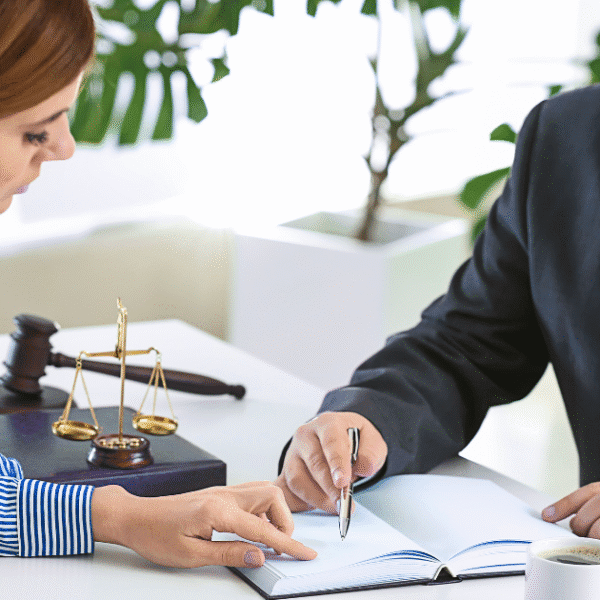Lawyer in Chicago office advising client on are companies required to pay severance laws.
