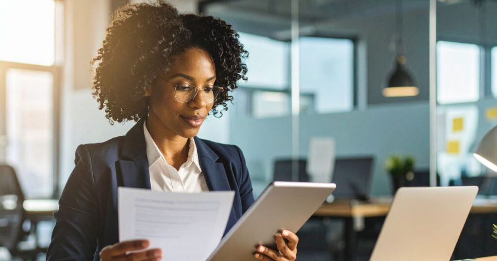 Attorney reviewing case documents related to FLSA retaliation claims in Chicago workplace.