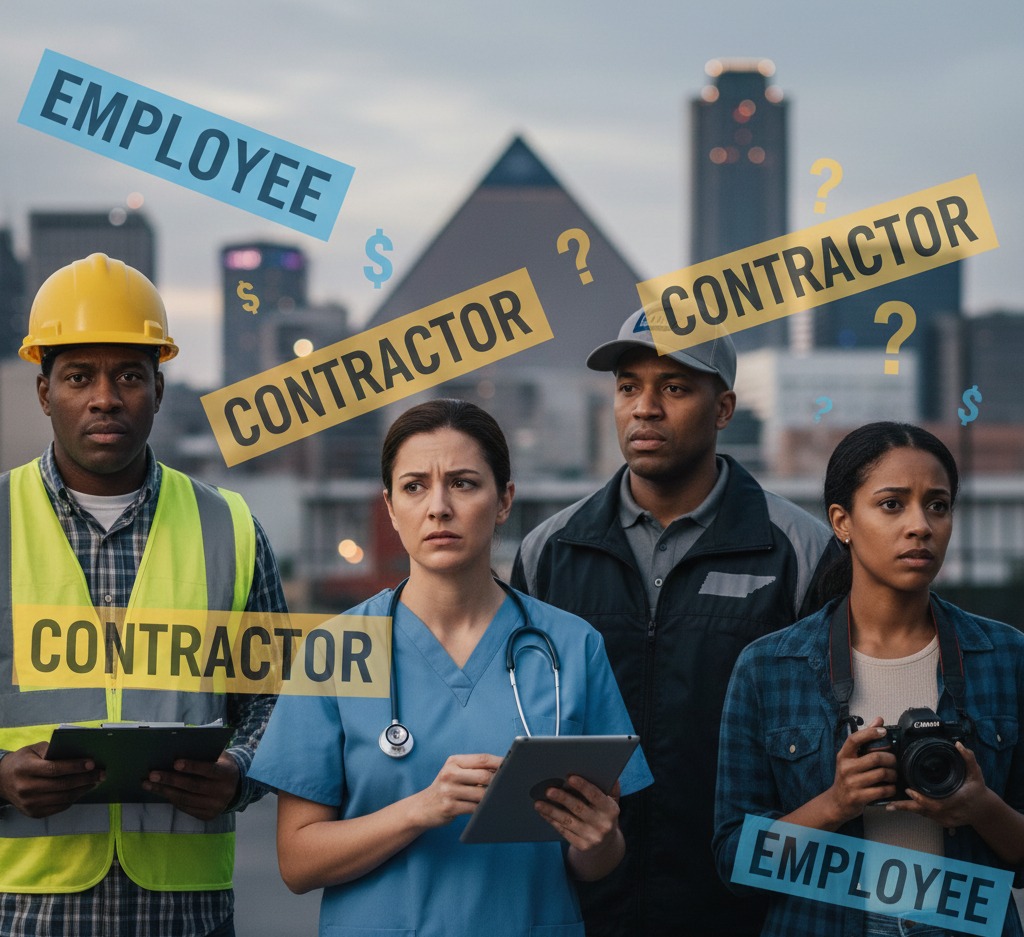 Tennessee workers showing employee vs contractor classification confusion in Tennessee employee misclassification cases.
